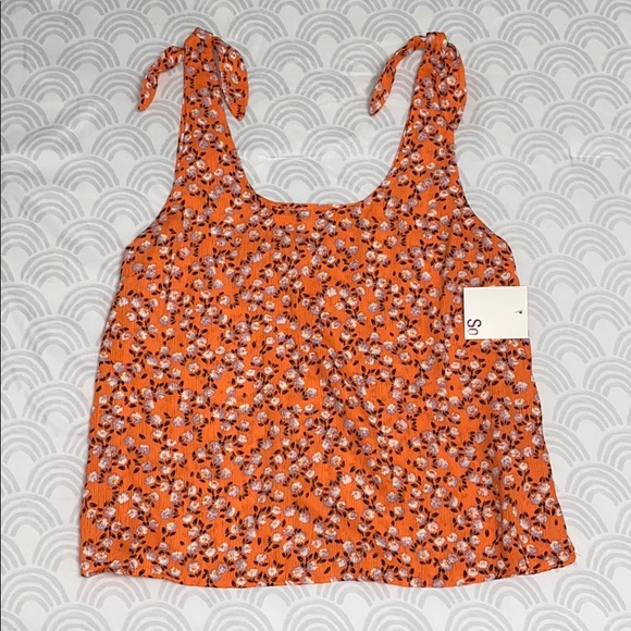 SO orange floral tank top - Picture 1 of 4